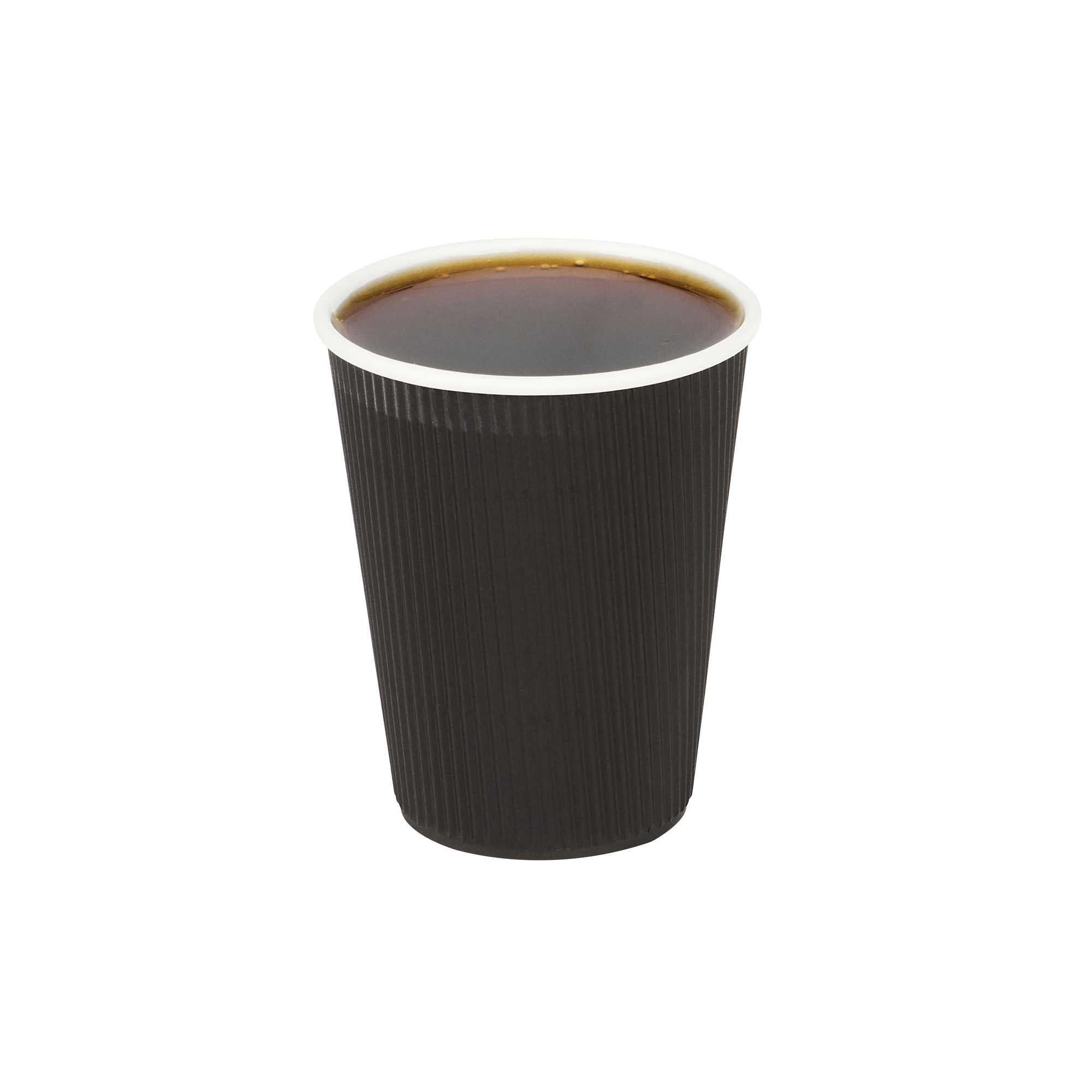 Restpresso 12 oz Black Paper Coffee Cup - Ripple Wall - 3 1/2" x 3 1/2" x 4 1/4" - 500 count box