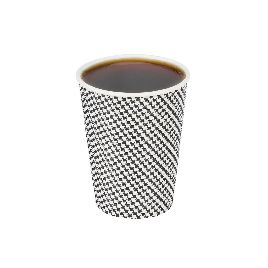 Restpresso 12 oz Houndstooth Paper Coffee Cup - Spiral Wall - 3 1/2" x 3 1/2" x 4 1/4" - 500 count box