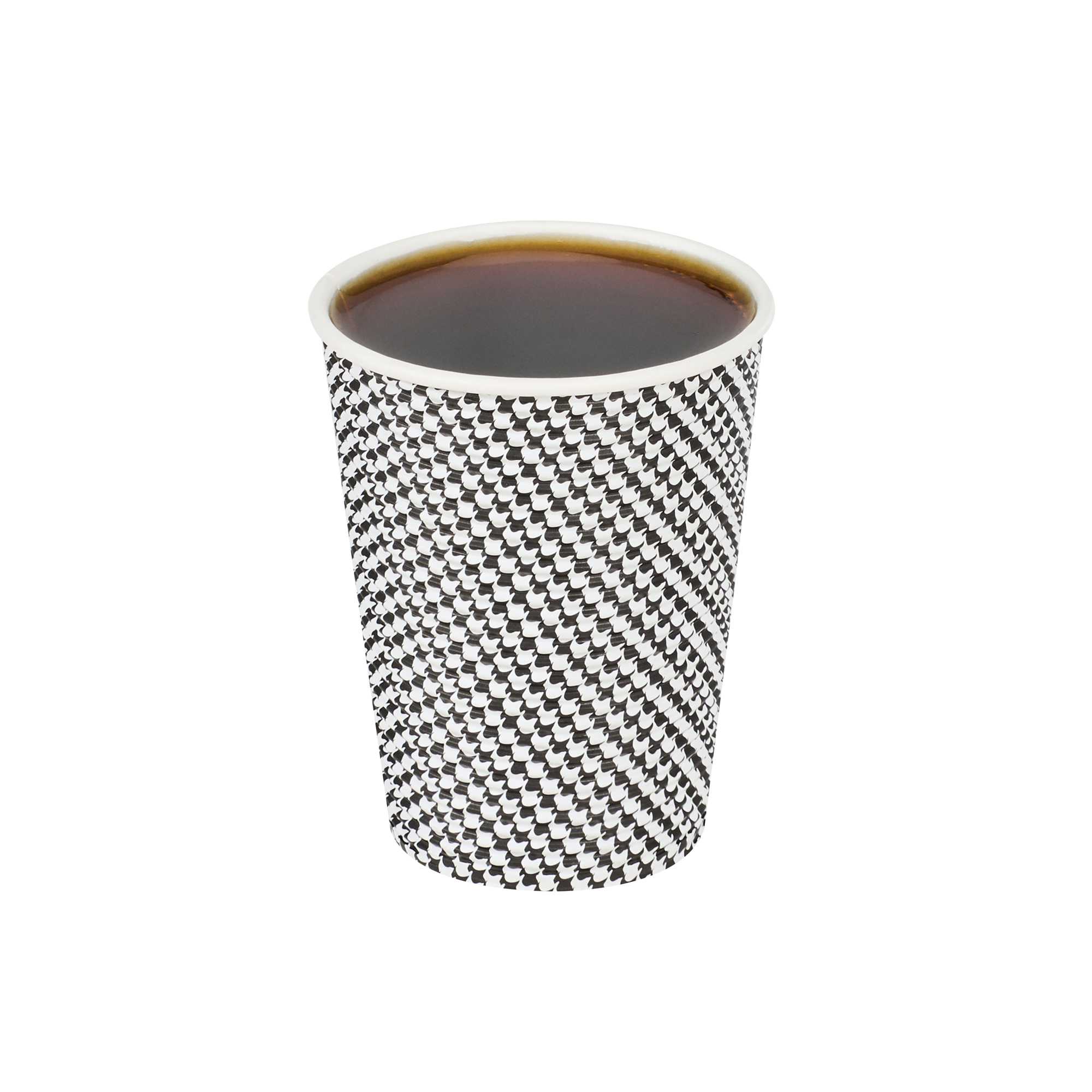 Restpresso 12 oz Houndstooth Paper Coffee Cup - Spiral Wall - 3 1/2" x 3 1/2" x 4 1/4" - 500 count box