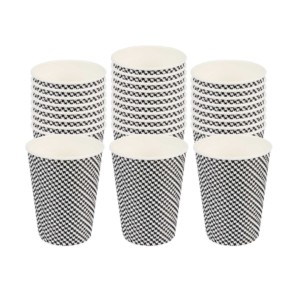 Restpresso 12 oz Houndstooth Paper Coffee Cup - Spiral Wall - 3 1/2" x 3 1/2" x 4 1/4" - 500 count box