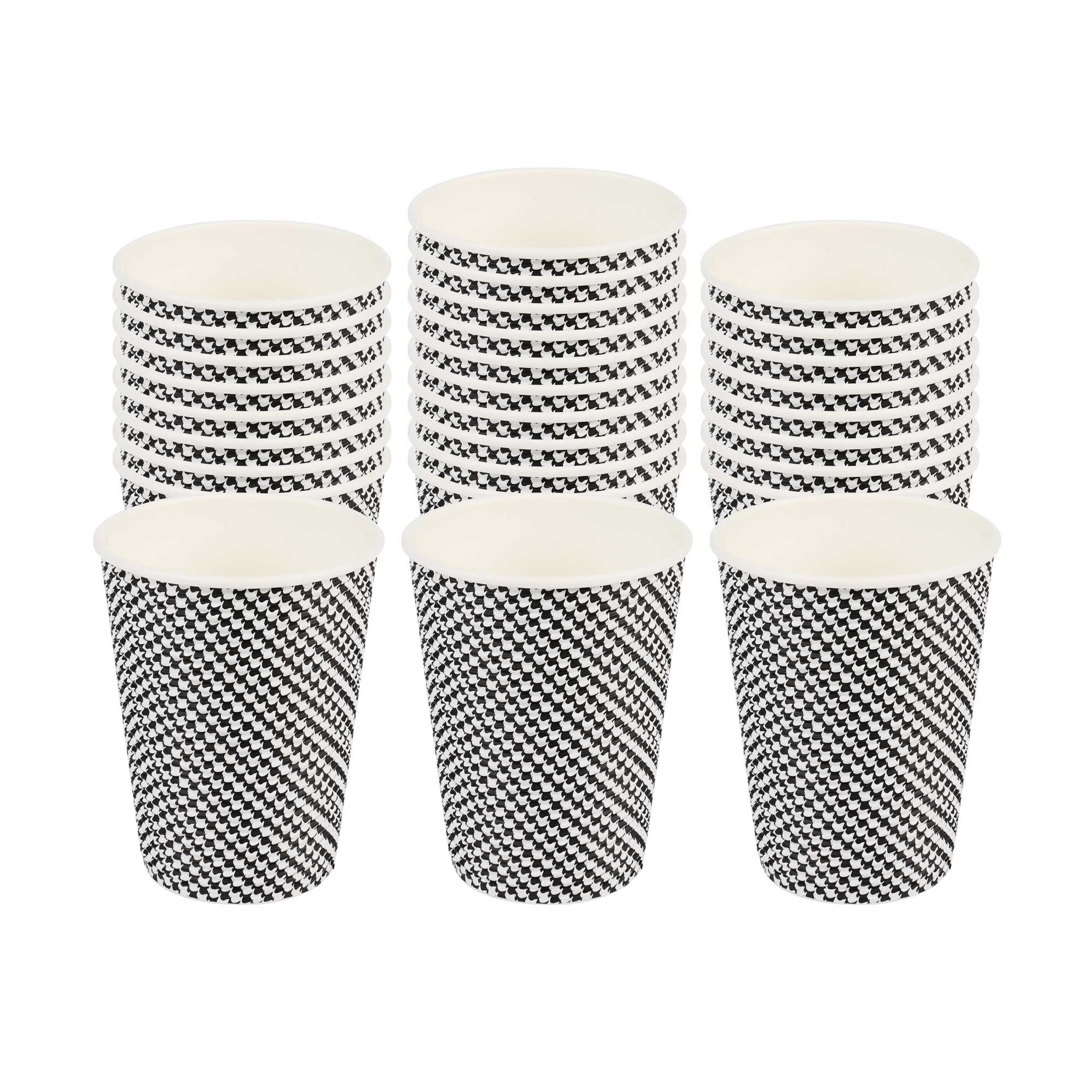Restpresso 12 oz Houndstooth Paper Coffee Cup - Spiral Wall - 3 1/2" x 3 1/2" x 4 1/4" - 25 count box