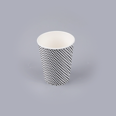 Restpresso 12 oz Houndstooth Paper Coffee Cup - Spiral Wall - 3 1/2" x 3 1/2" x 4 1/4" - 500 count box