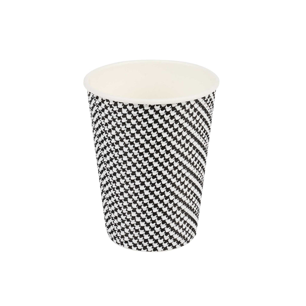 Restpresso 12 oz Houndstooth Paper Coffee Cup - Spiral Wall - 3 1/2" x 3 1/2" x 4 1/4" - 500 count box