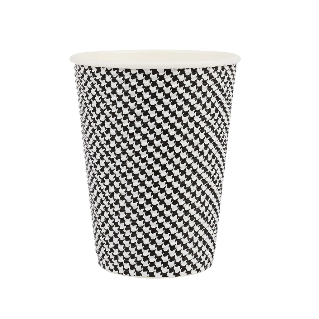 Restpresso 12 oz Houndstooth Paper Coffee Cup - Spiral Wall - 3 1/2" x 3 1/2" x 4 1/4" - 500 count box
