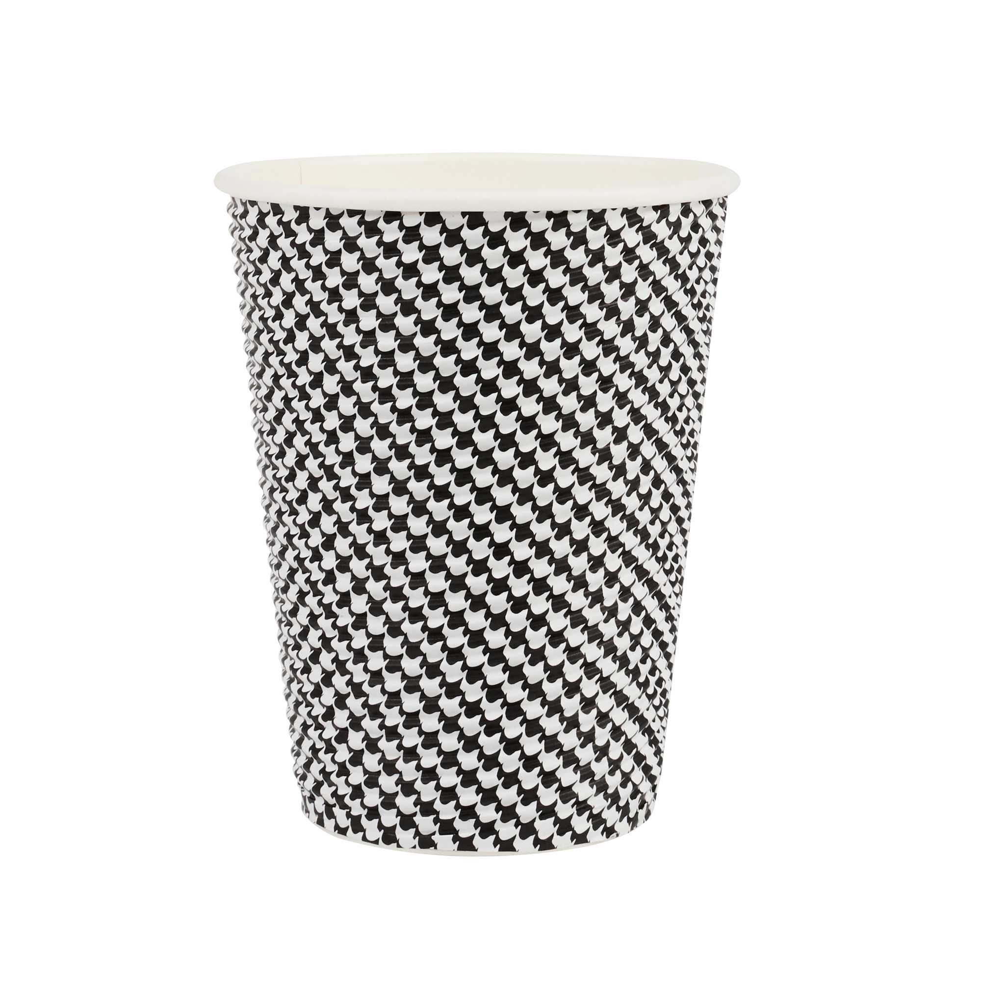Restpresso 12 oz Houndstooth Paper Coffee Cup - Spiral Wall - 3 1/2" x 3 1/2" x 4 1/4" - 500 count box