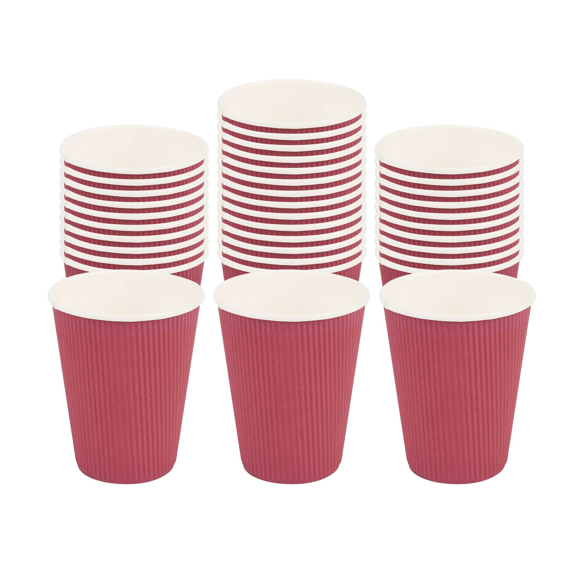 Restpresso 12 oz Crimson Paper Coffee Cup - Ripple Wall - 3 1/2" x 3 1/2" x 4 1/4" - 25 count box