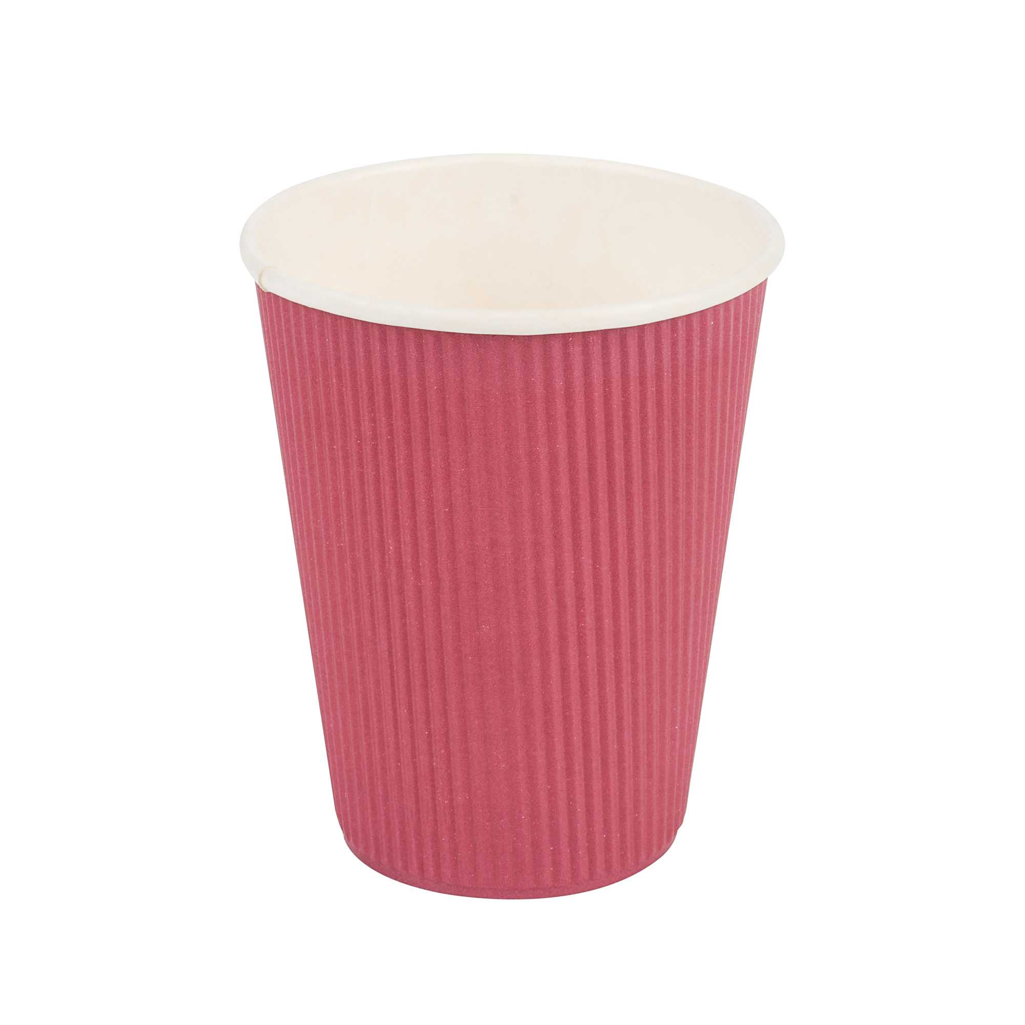 Restpresso 12 oz Crimson Paper Coffee Cup - Ripple Wall - 3 1/2" x 3 1/2" x 4 1/4" - 25 count box