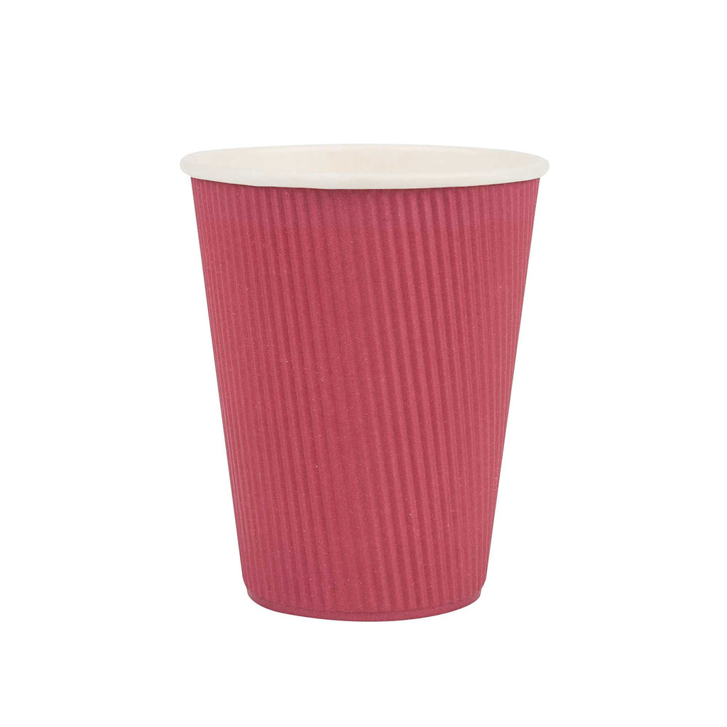 Restpresso 12 oz Crimson Paper Coffee Cup - Ripple Wall - 3 1/2" x 3 1/2" x 4 1/4" - 25 count box