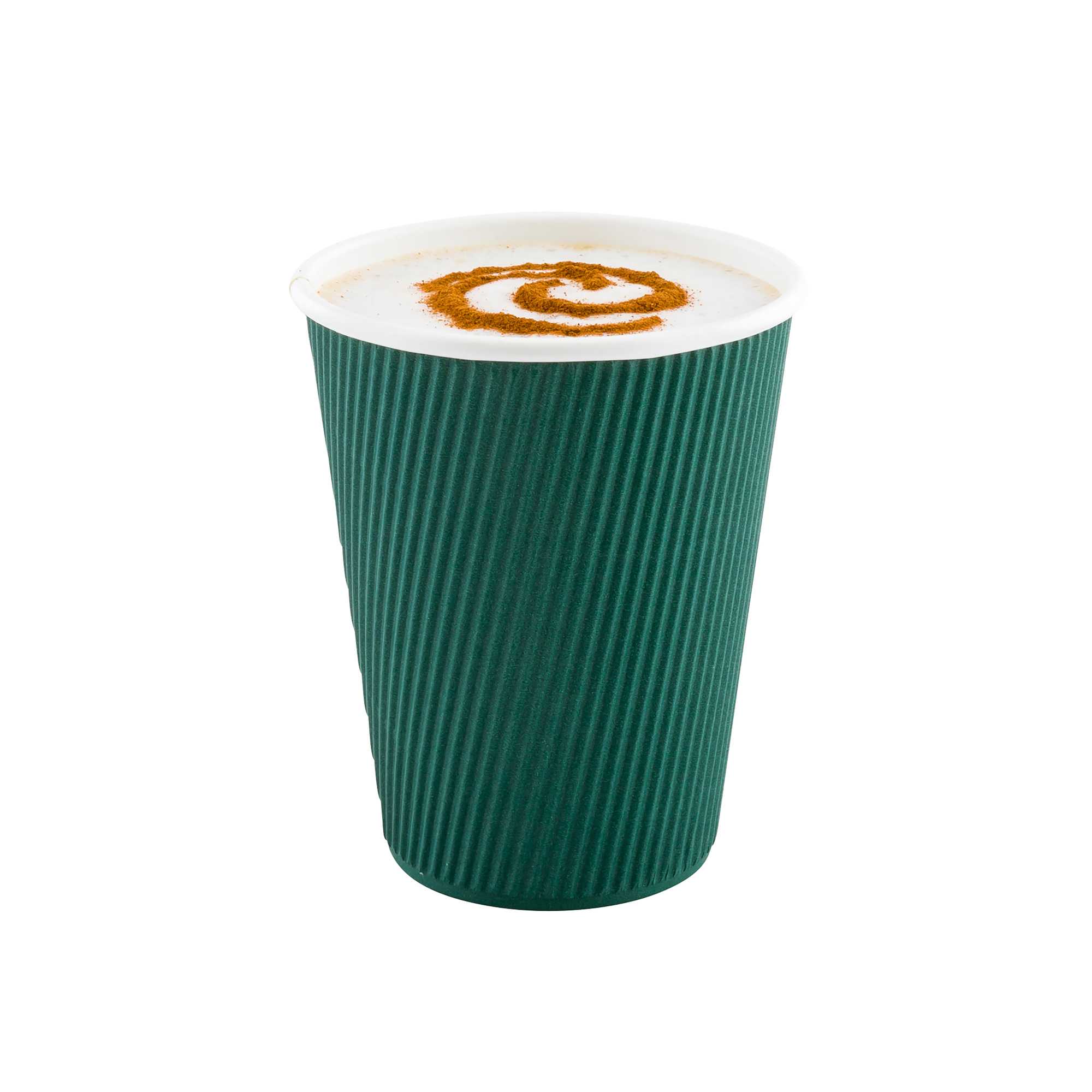 Restpresso 12 oz Forest Green Paper Coffee Cup - Ripple Wall - 3 1/2" x 3 1/2" x 4 1/4" - 25 count box