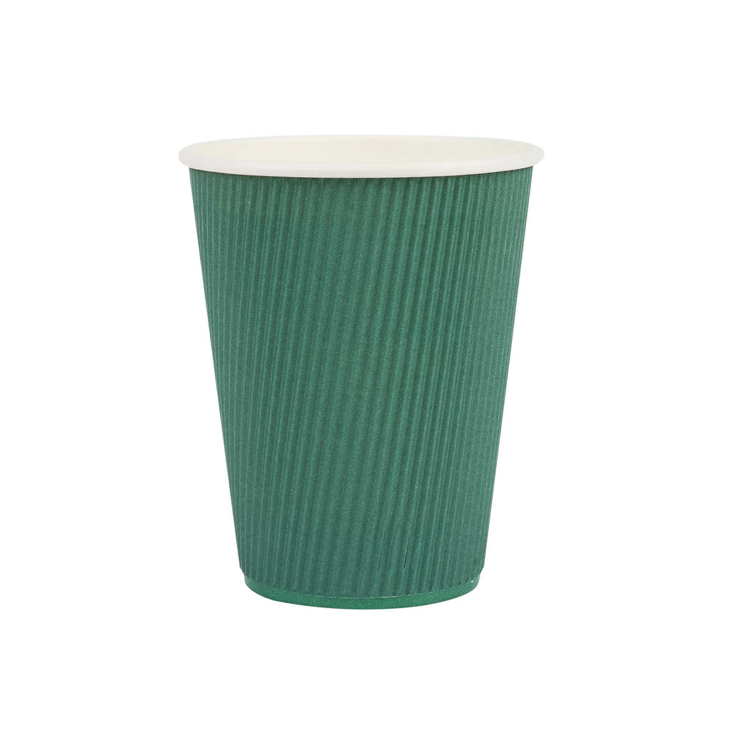 Restpresso 12 oz Forest Green Paper Coffee Cup - Ripple Wall - 3 1/2" x 3 1/2" x 4 1/4" - 25 count box