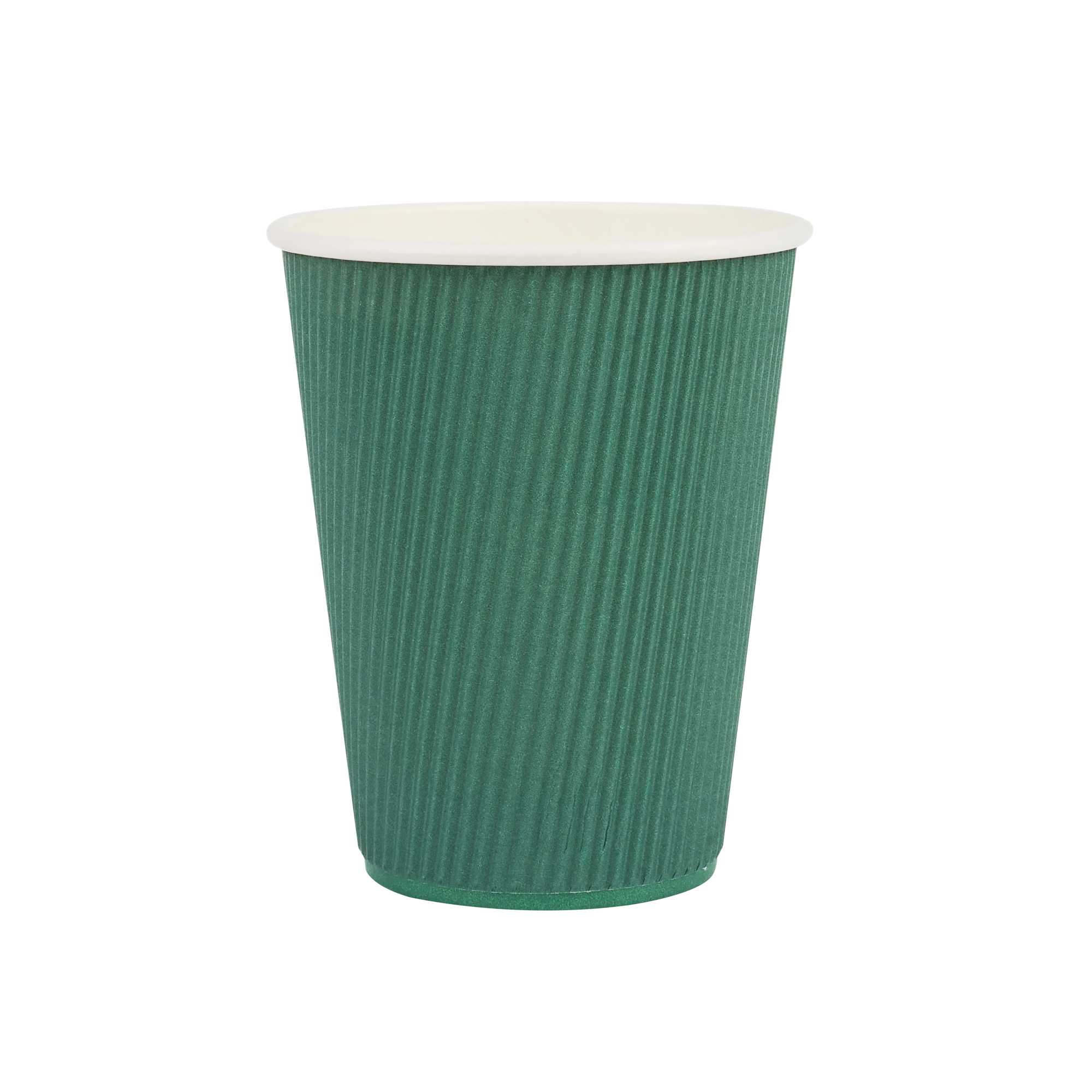 Restpresso 12 oz Forest Green Paper Coffee Cup - Ripple Wall - 3 1/2" x 3 1/2" x 4 1/4" - 25 count box