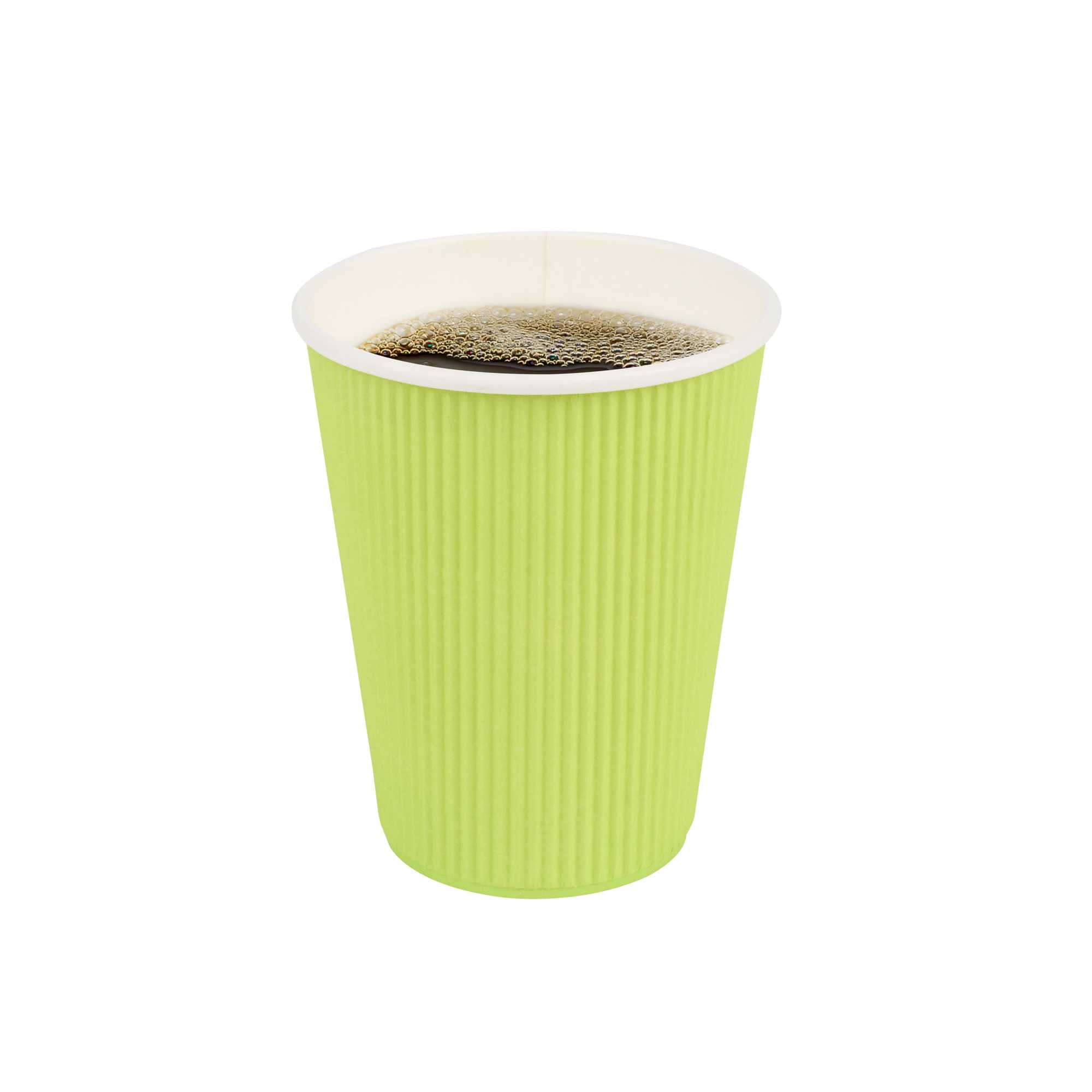 Restpresso 12 oz Eco Green Paper Coffee Cup - Ripple Wall - 3 1/2" x 3 1/2" x 4 1/4" - 500 count box