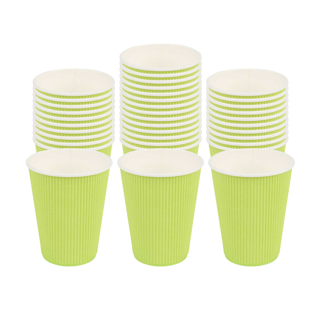 Restpresso 12 oz Eco Green Paper Coffee Cup - Ripple Wall - 3 1/2" x 3 1/2" x 4 1/4" - 500 count box