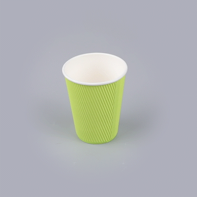 Restpresso 12 oz Eco Green Paper Coffee Cup - Ripple Wall - 3 1/2" x 3 1/2" x 4 1/4" - 25 count box