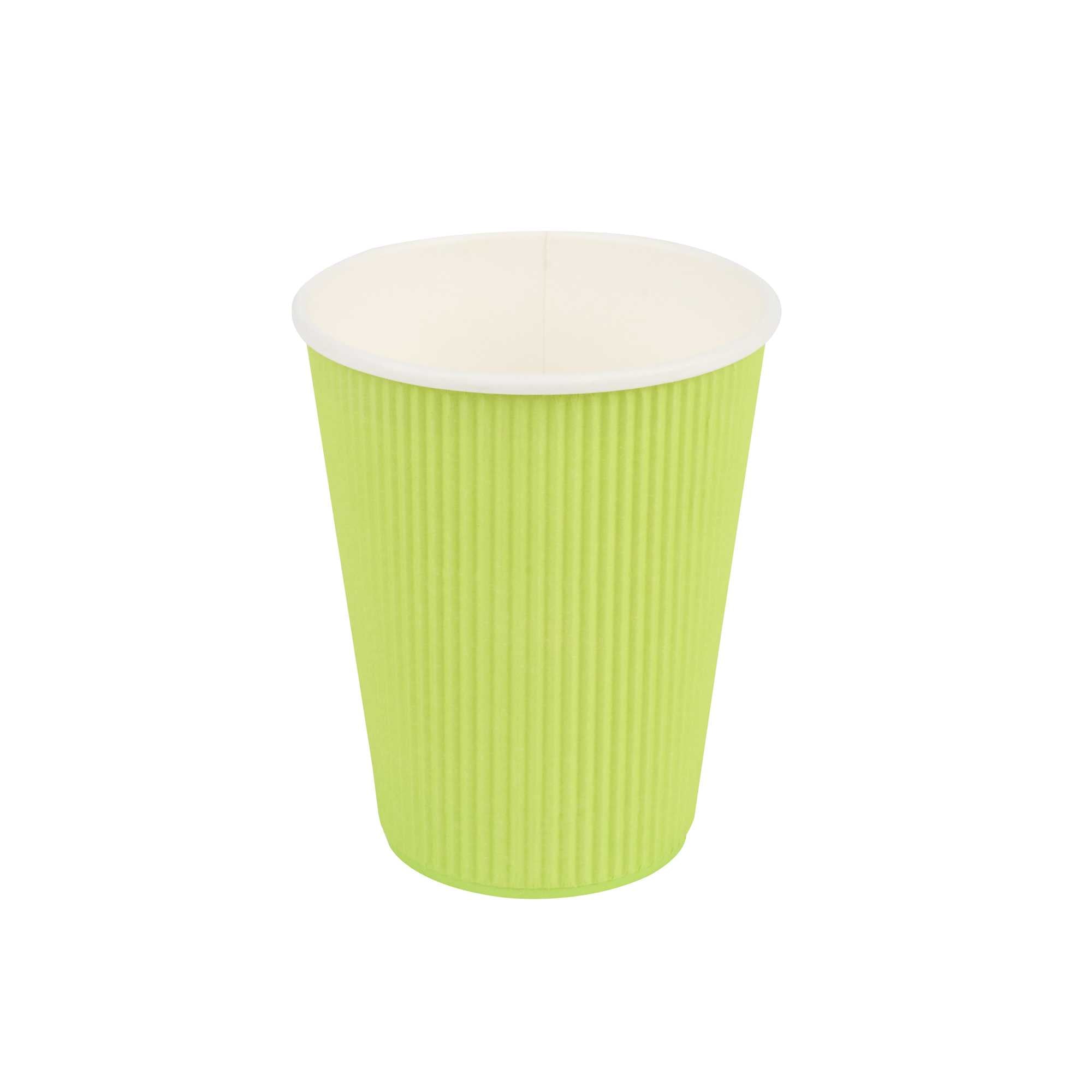 Restpresso 12 oz Eco Green Paper Coffee Cup - Ripple Wall - 3 1/2" x 3 1/2" x 4 1/4" - 25 count box