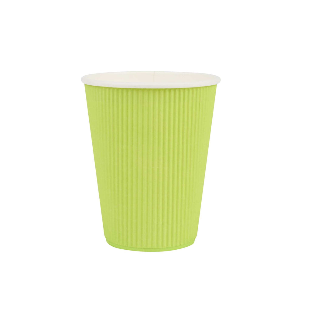 Restpresso 12 oz Eco Green Paper Coffee Cup - Ripple Wall - 3 1/2" x 3 1/2" x 4 1/4" - 25 count box