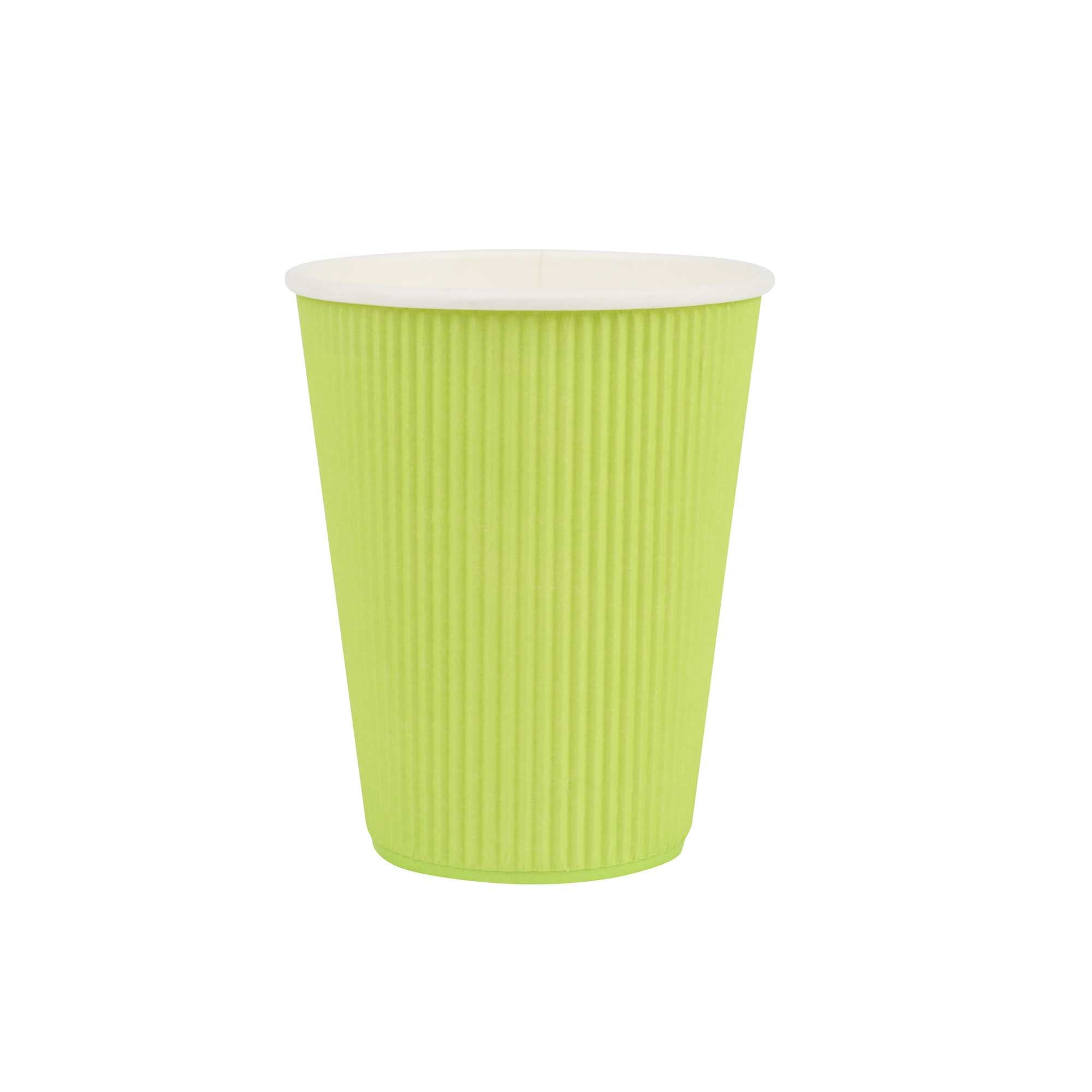 Restpresso 12 oz Eco Green Paper Coffee Cup - Ripple Wall - 3 1/2" x 3 1/2" x 4 1/4" - 500 count box