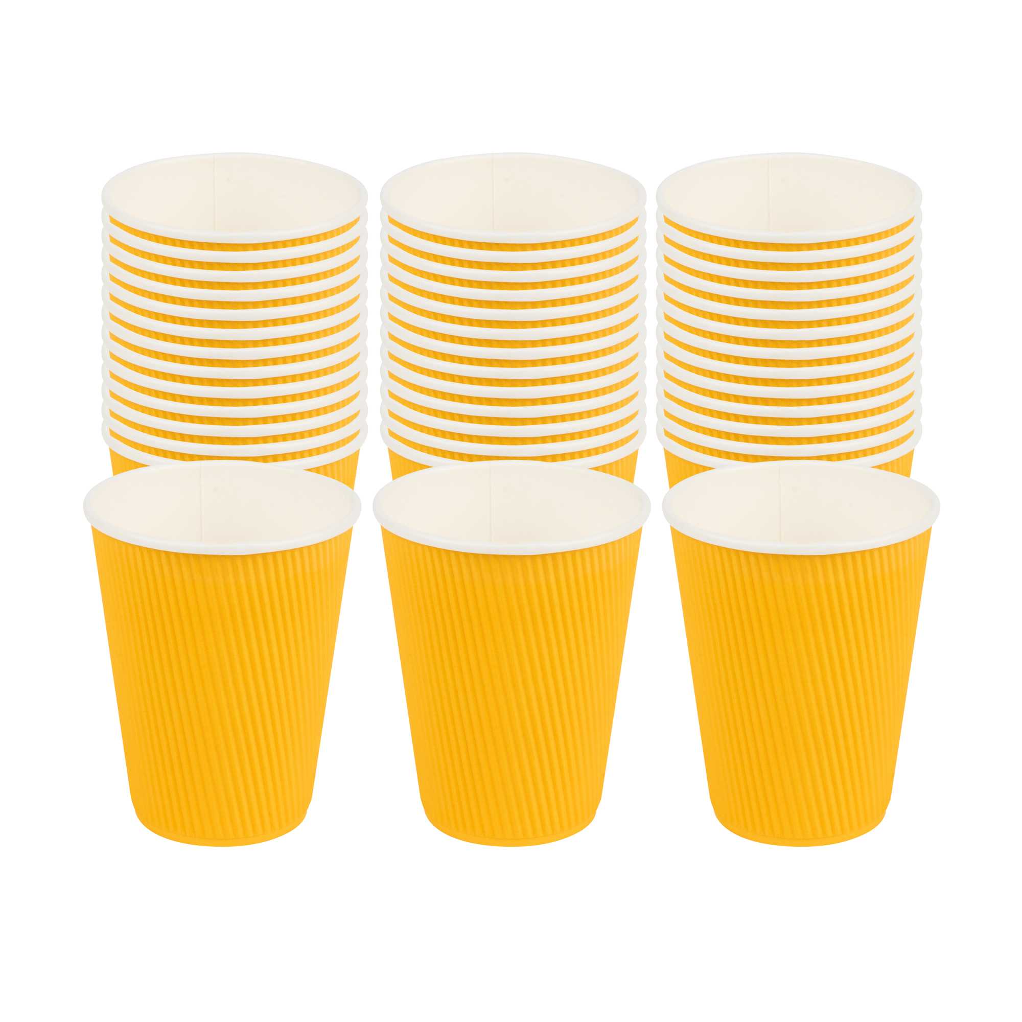 Restpresso 12 oz Yellow Paper Coffee Cup - Ripple Wall - 3 1/2" x 3 1/2" x 4 1/4" - 25 count box