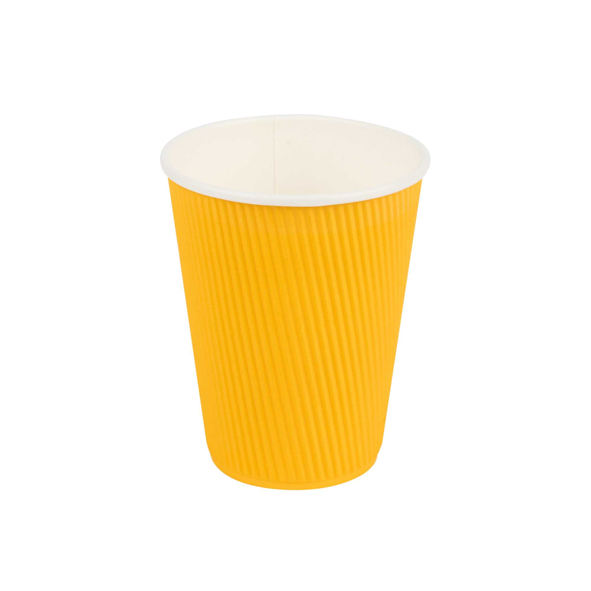 Restpresso 12 oz Yellow Paper Coffee Cup - Ripple Wall - 3 1/2" x 3 1/2" x 4 1/4" - 25 count box
