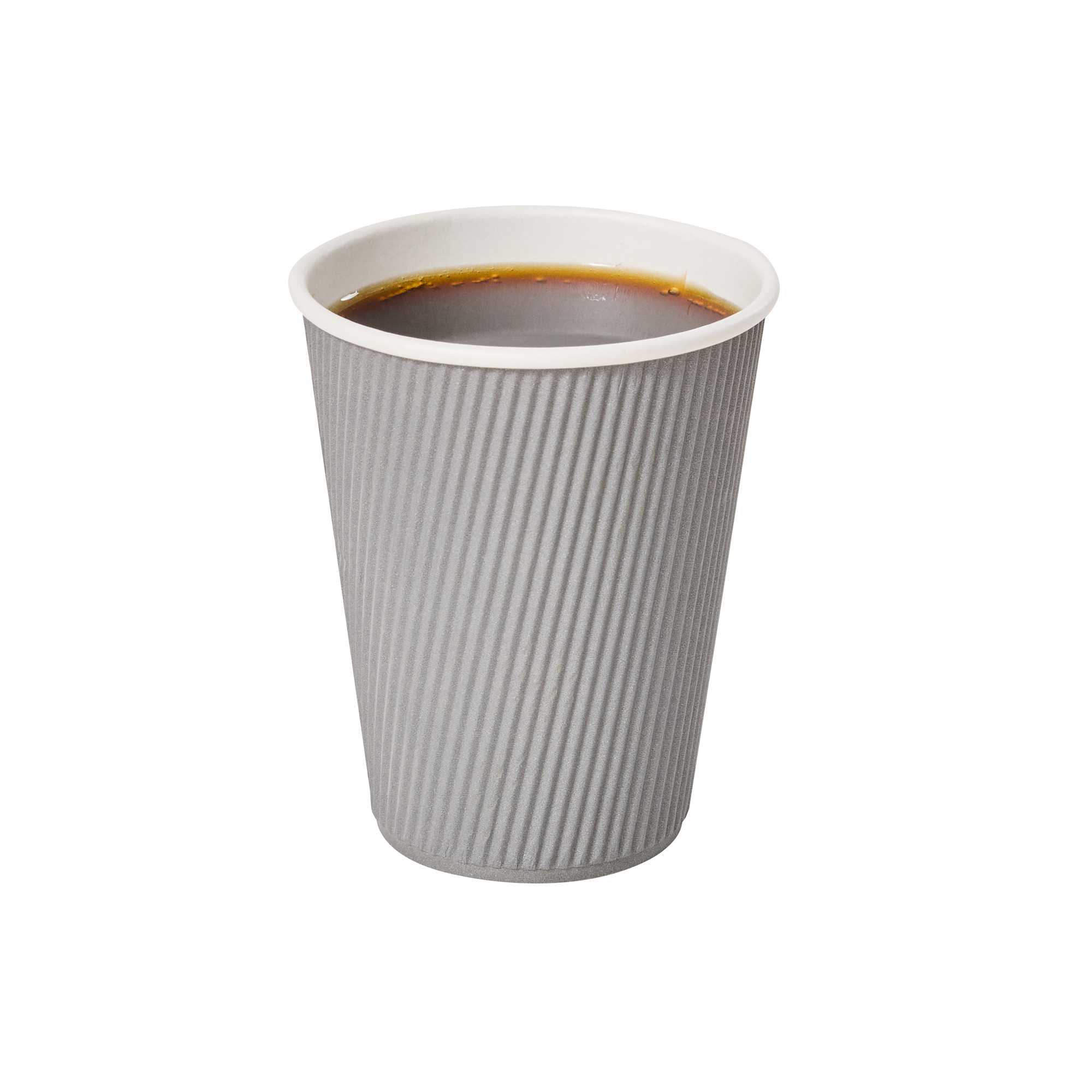 Restpresso 12 oz Gray Paper Coffee Cup - Ripple Wall - 3 1/2" x 3 1/2" x 4 1/4" - 500 count box