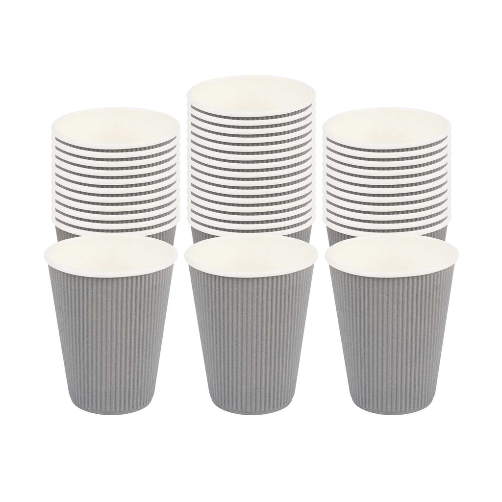 Restpresso 12 oz Gray Paper Coffee Cup - Ripple Wall - 3 1/2" x 3 1/2" x 4 1/4" - 500 count box