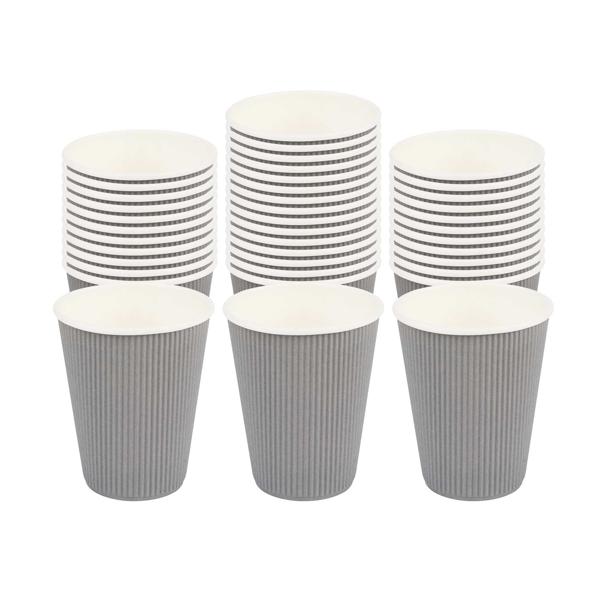 Restpresso 12 oz Gray Paper Coffee Cup - Ripple Wall - 3 1/2" x 3 1/2" x 4 1/4" - 25 count box