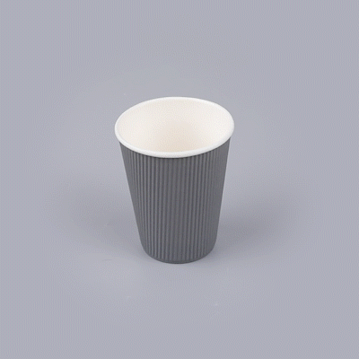Restpresso 12 oz Gray Paper Coffee Cup - Ripple Wall - 3 1/2" x 3 1/2" x 4 1/4" - 500 count box