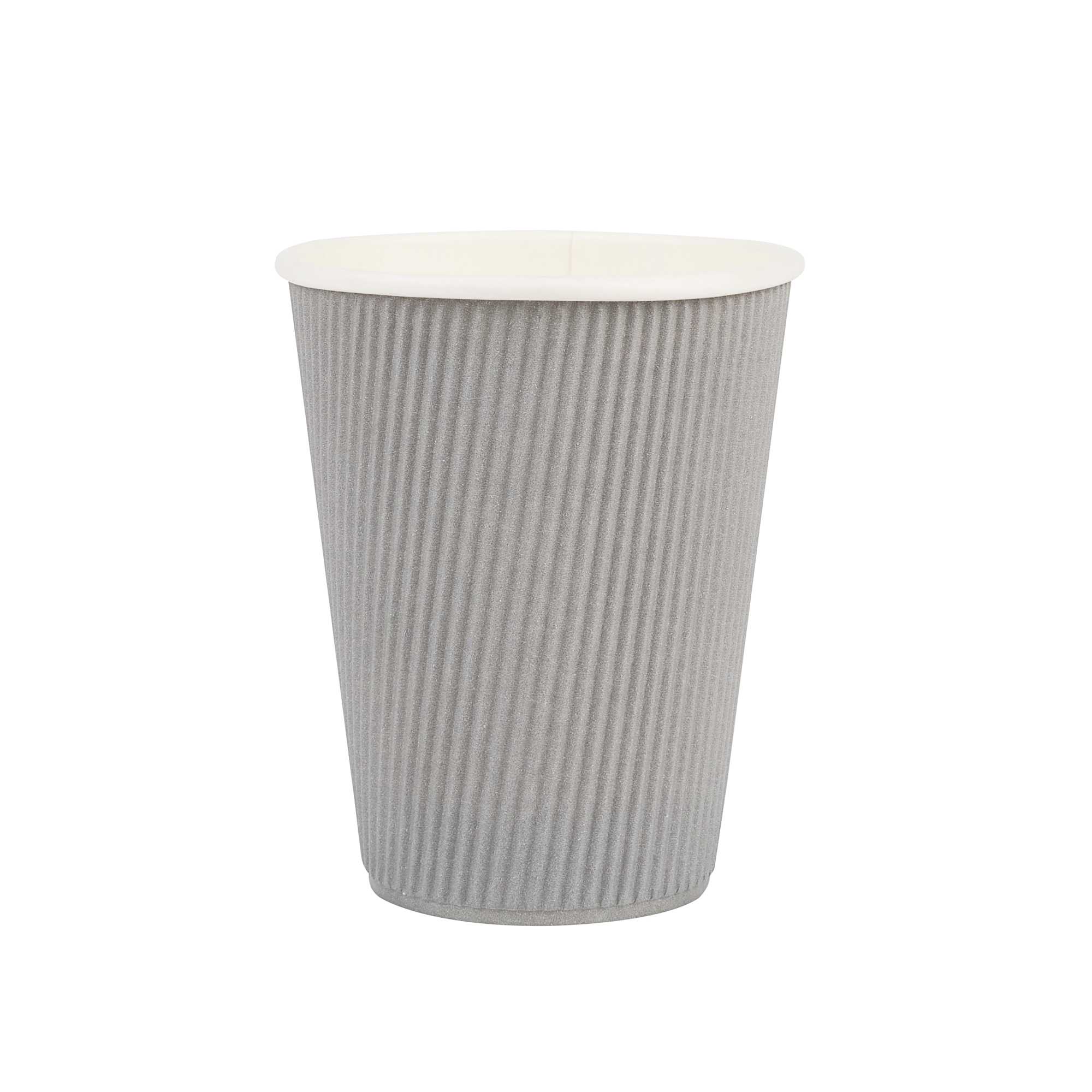 Restpresso 12 oz Gray Paper Coffee Cup - Ripple Wall - 3 1/2" x 3 1/2" x 4 1/4" - 500 count box