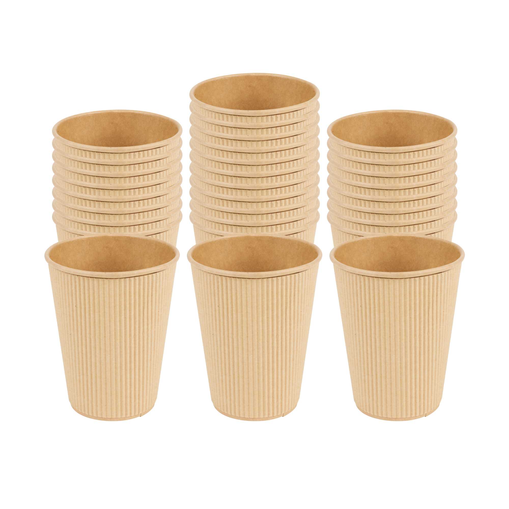 Restpresso 12 oz Kraft Paper Coffee Cup - Ripple Wall - 3 1/2" x 3 1/2" x 4 1/4" - 25 count box