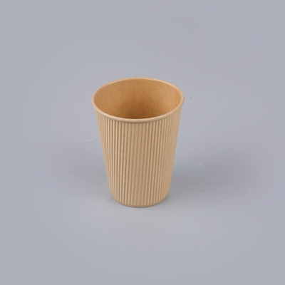Restpresso 12 oz Kraft Paper Coffee Cup - Ripple Wall - 3 1/2" x 3 1/2" x 4 1/4" - 25 count box