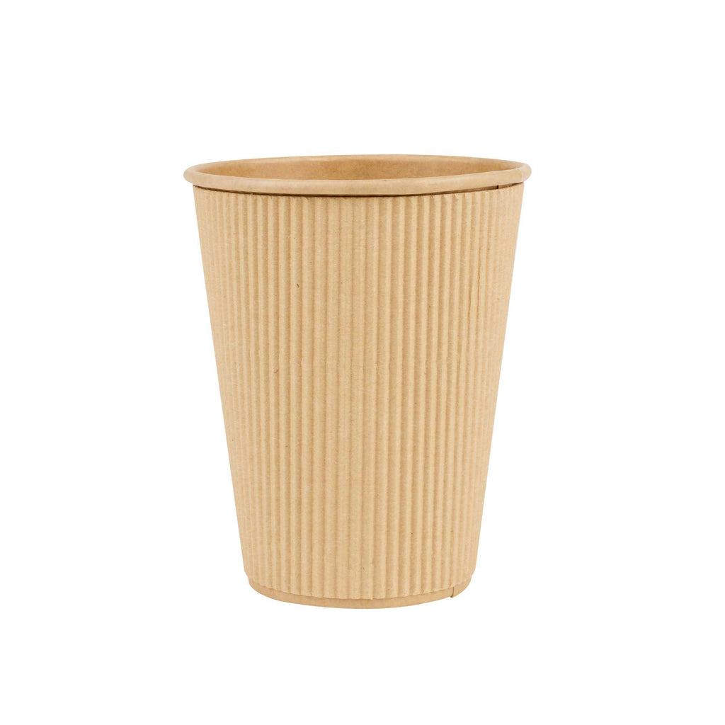 Restpresso 12 oz Kraft Paper Coffee Cup - Ripple Wall - 3 1/2" x 3 1/2" x 4 1/4" - 500 count box