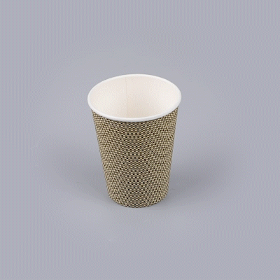 Restpresso 12 oz Mocha Pin Check Paper Coffee Cup - Spiral Wall - 3 1/2" x 3 1/2" x 4 1/4" - 500 count box