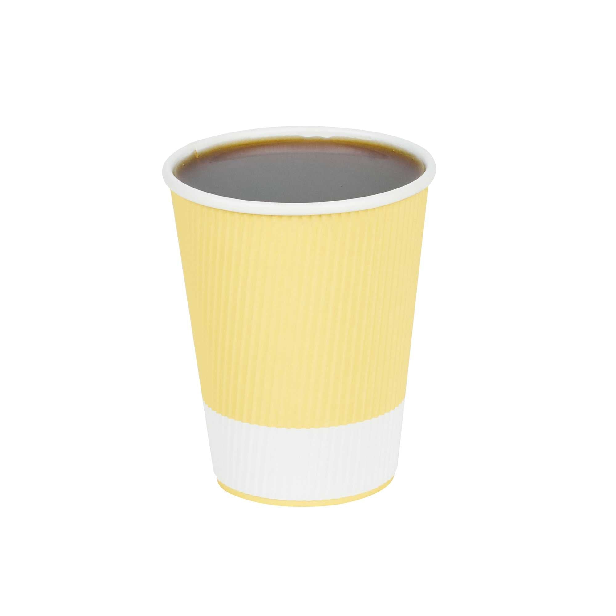 Restpresso 12 oz Light Yellow Paper Coffee Cup - Ripple Wall - 3 1/2" x 3 1/2" x 4 1/4" - 500 count box