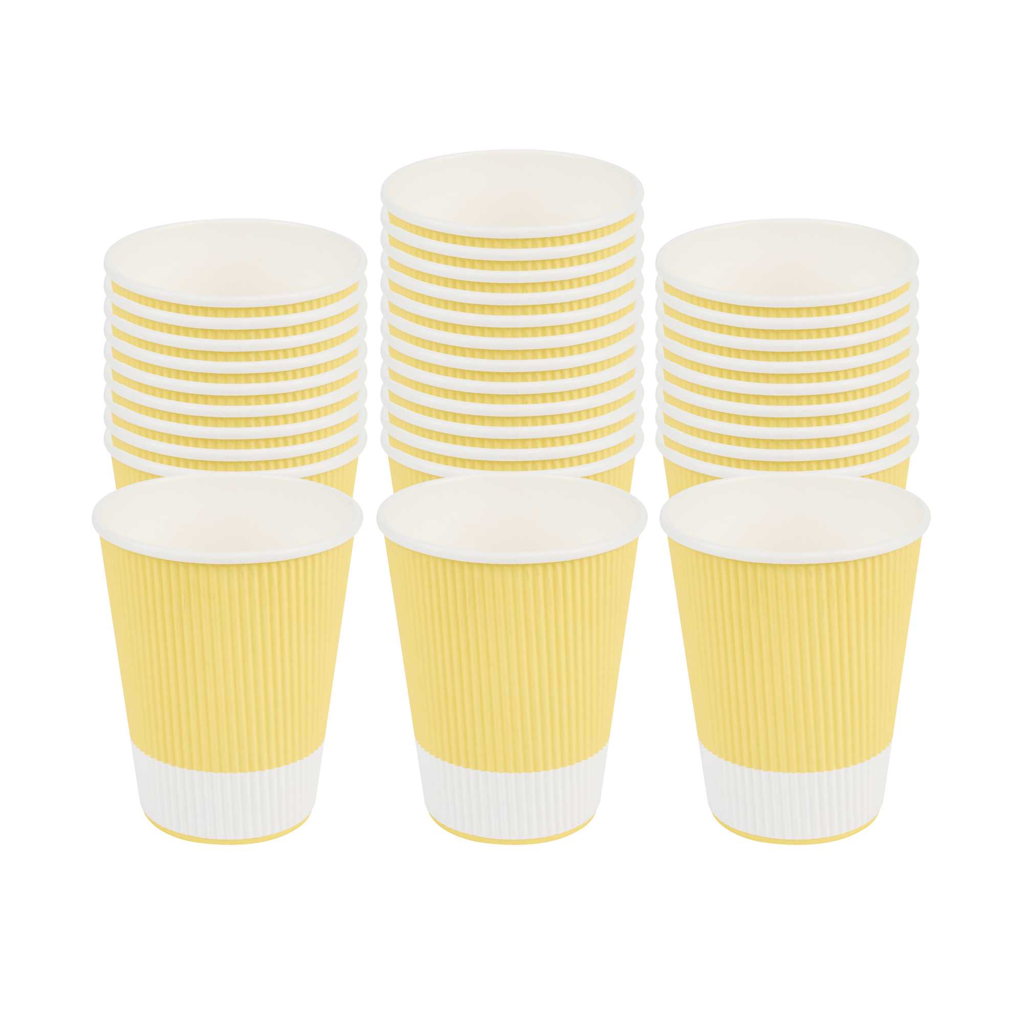 Restpresso 12 oz Light Yellow Paper Coffee Cup - Ripple Wall - 3 1/2" x 3 1/2" x 4 1/4" - 500 count box