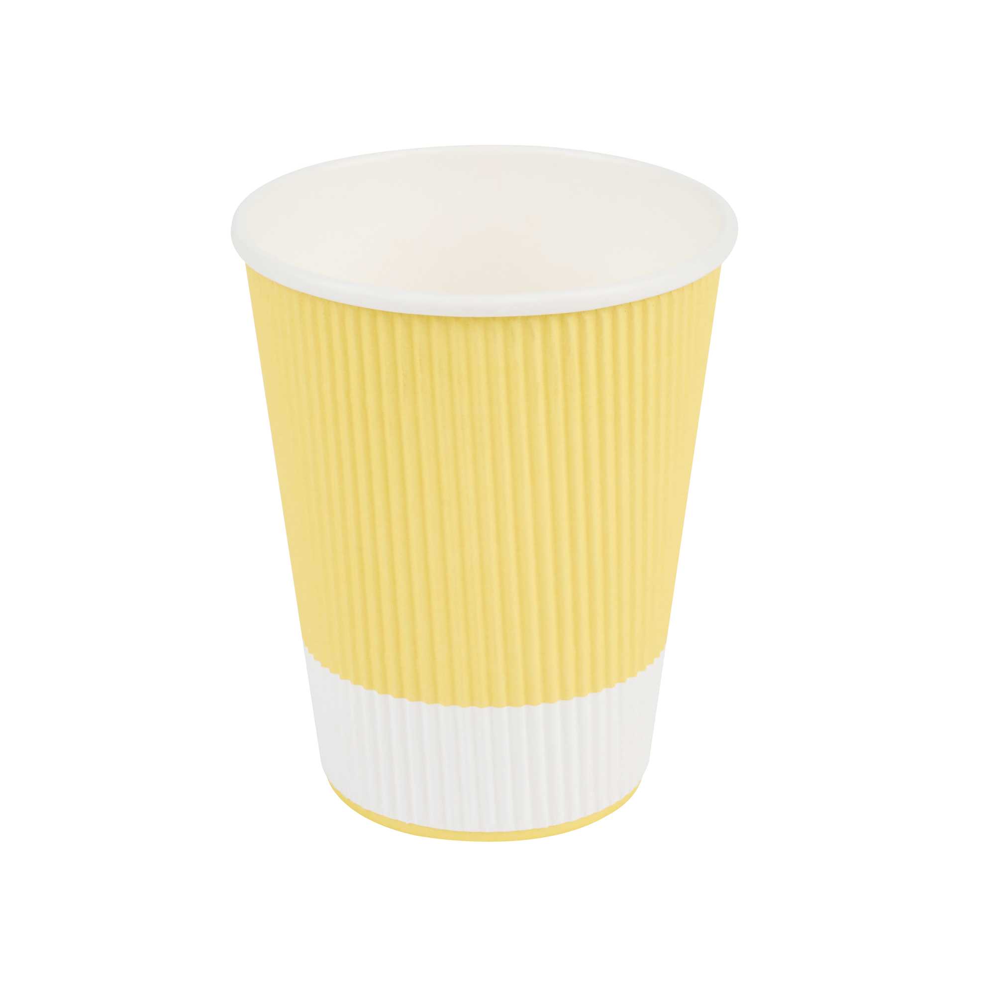 Restpresso 12 oz Light Yellow Paper Coffee Cup - Ripple Wall - 3 1/2" x 3 1/2" x 4 1/4" - 500 count box