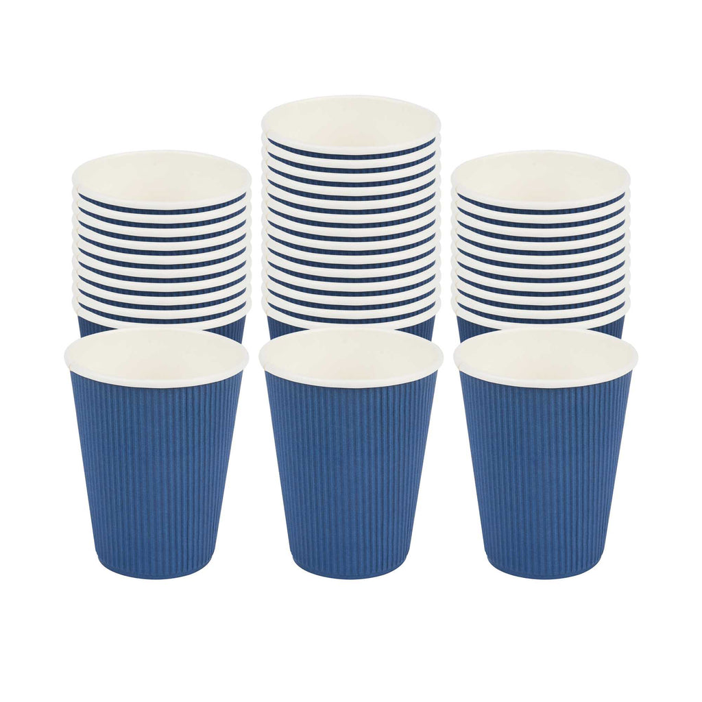Restpresso 12 oz Midnight Blue Paper Coffee Cup - Ripple Wall - 3 1/2" x 3 1/2" x 4 1/4" - 25 count box