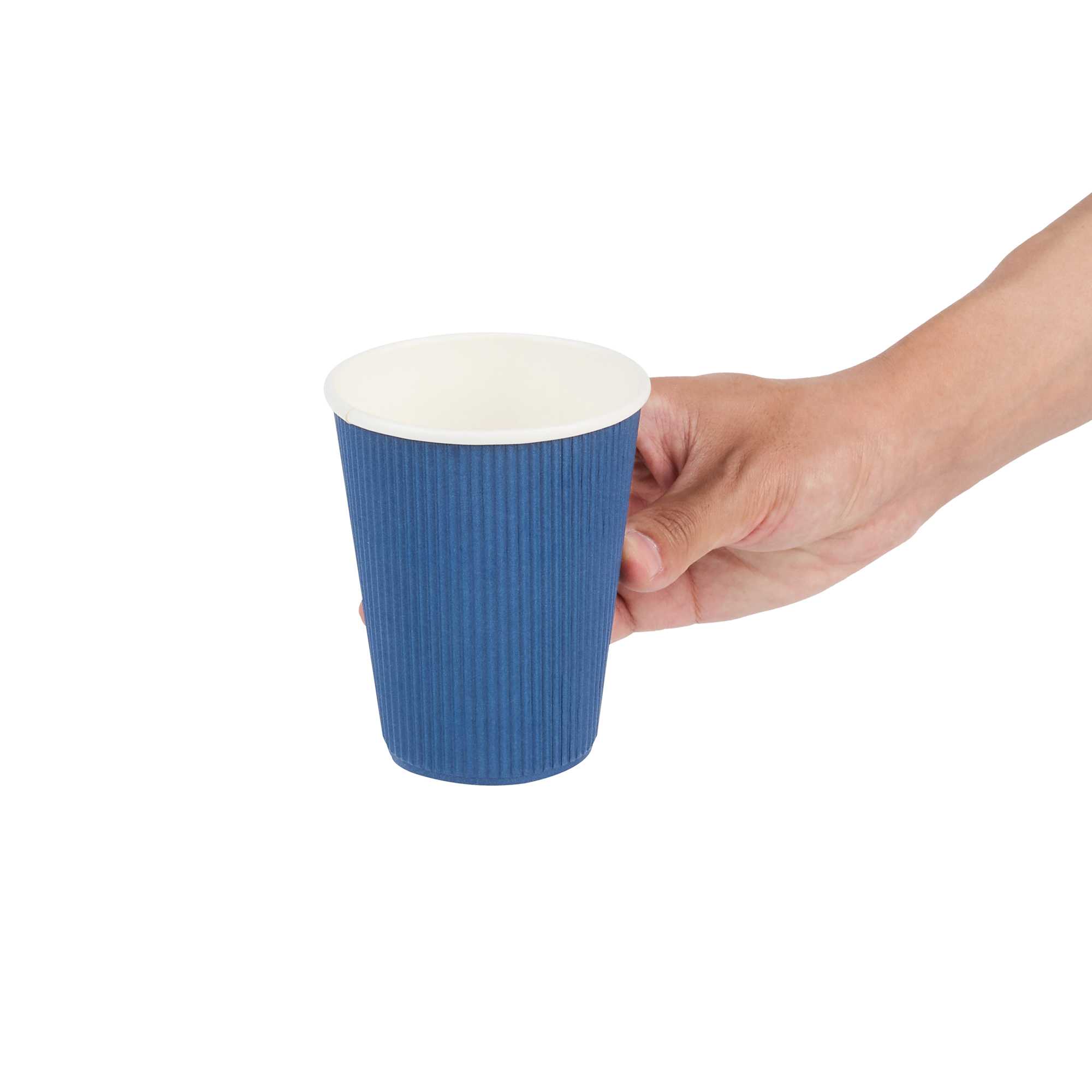 Restpresso 12 oz Midnight Blue Paper Coffee Cup - Ripple Wall - 3 1/2" x 3 1/2" x 4 1/4" - 500 count box