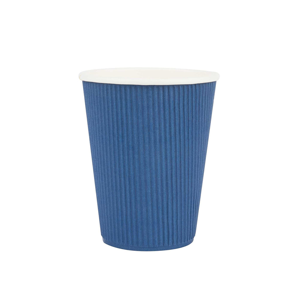 Restpresso 12 oz Midnight Blue Paper Coffee Cup - Ripple Wall - 3 1/2" x 3 1/2" x 4 1/4" - 500 count box