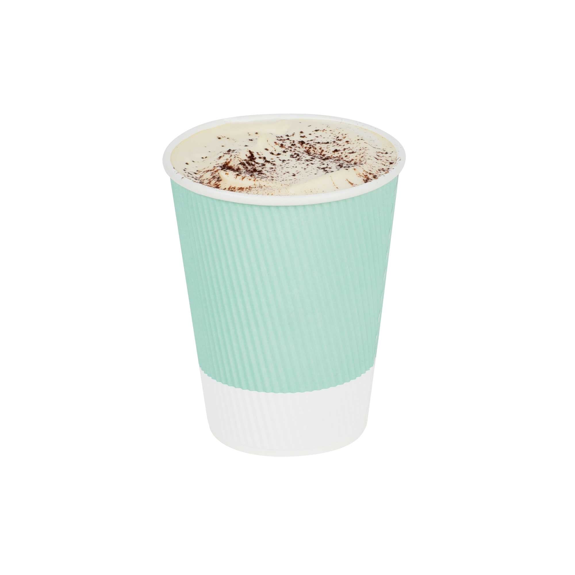 Restpresso 12 oz Light Green Paper Coffee Cup - Ripple Wall - 3 1/2" x 3 1/2" x 4 1/4" - 500 count box