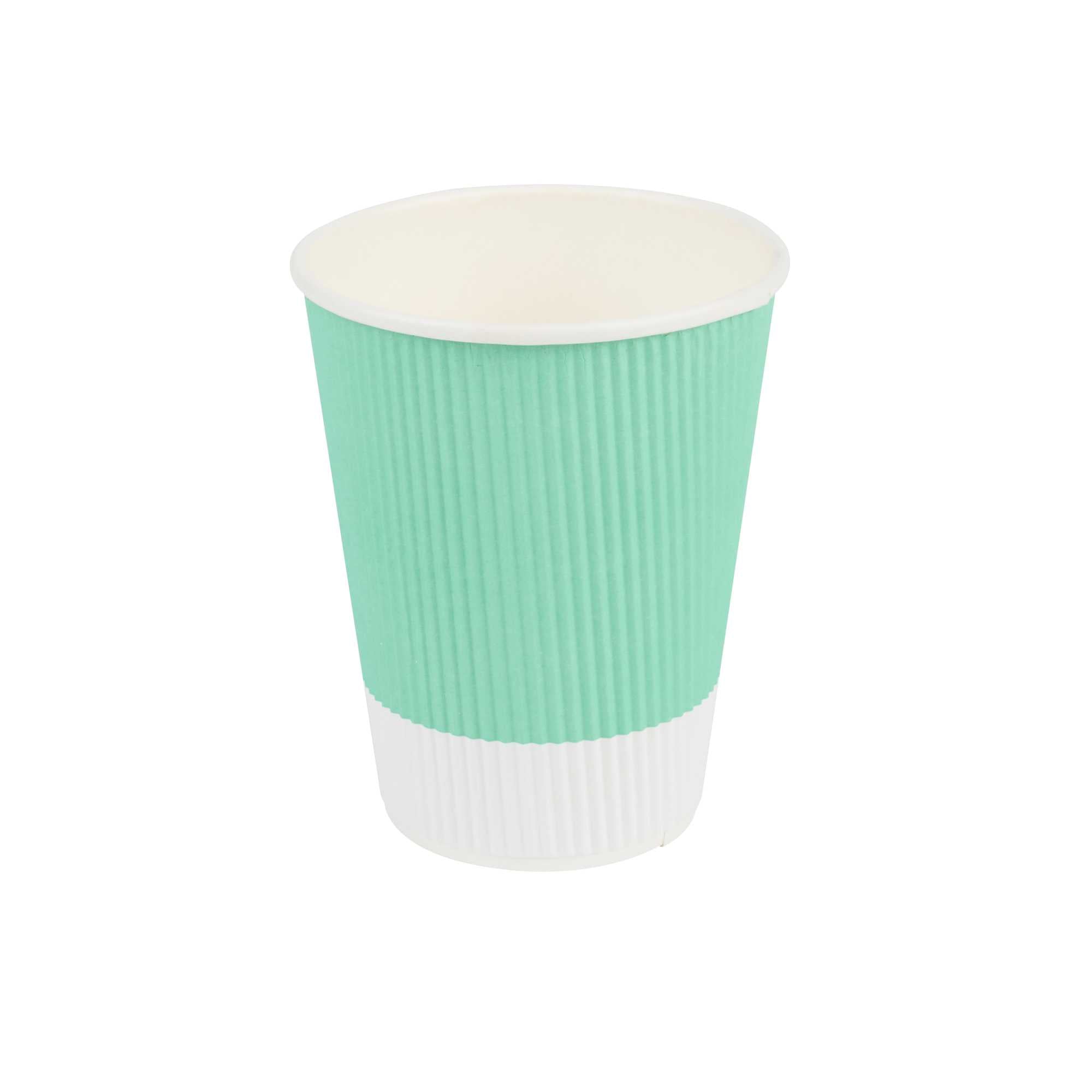 Restpresso 12 oz Light Green Paper Coffee Cup - Ripple Wall - 3 1/2" x 3 1/2" x 4 1/4" - 500 count box