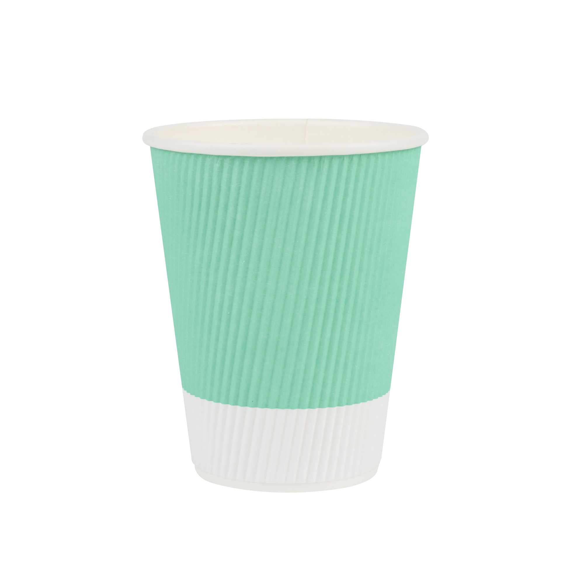 Restpresso 12 oz Light Green Paper Coffee Cup - Ripple Wall - 3 1/2" x 3 1/2" x 4 1/4" - 500 count box