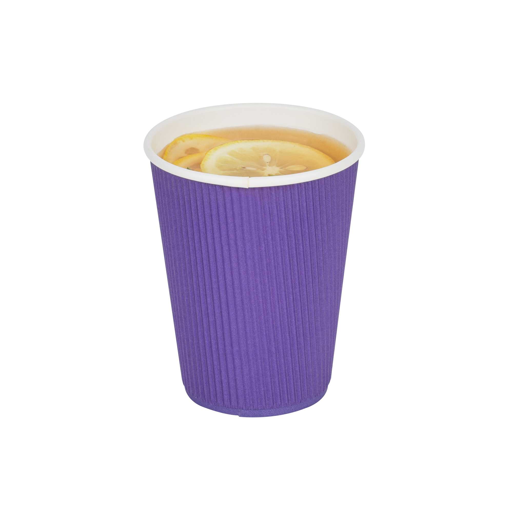Restpresso 12 oz Royal Purple Paper Coffee Cup - Ripple Wall - 3 1/2" x 3 1/2" x 4 1/4" - 25 count box