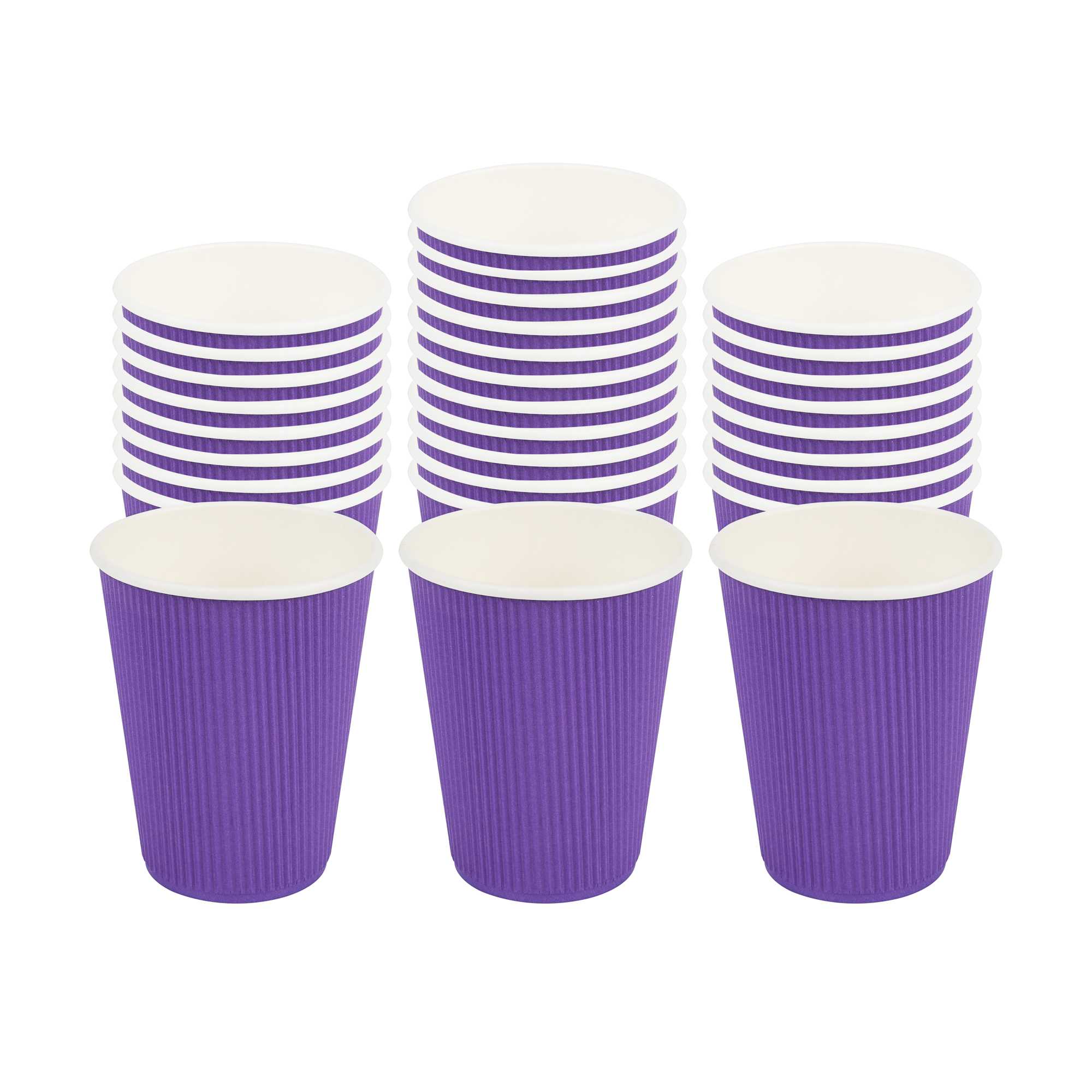 Restpresso 12 oz Royal Purple Paper Coffee Cup - Ripple Wall - 3 1/2" x 3 1/2" x 4 1/4" - 25 count box