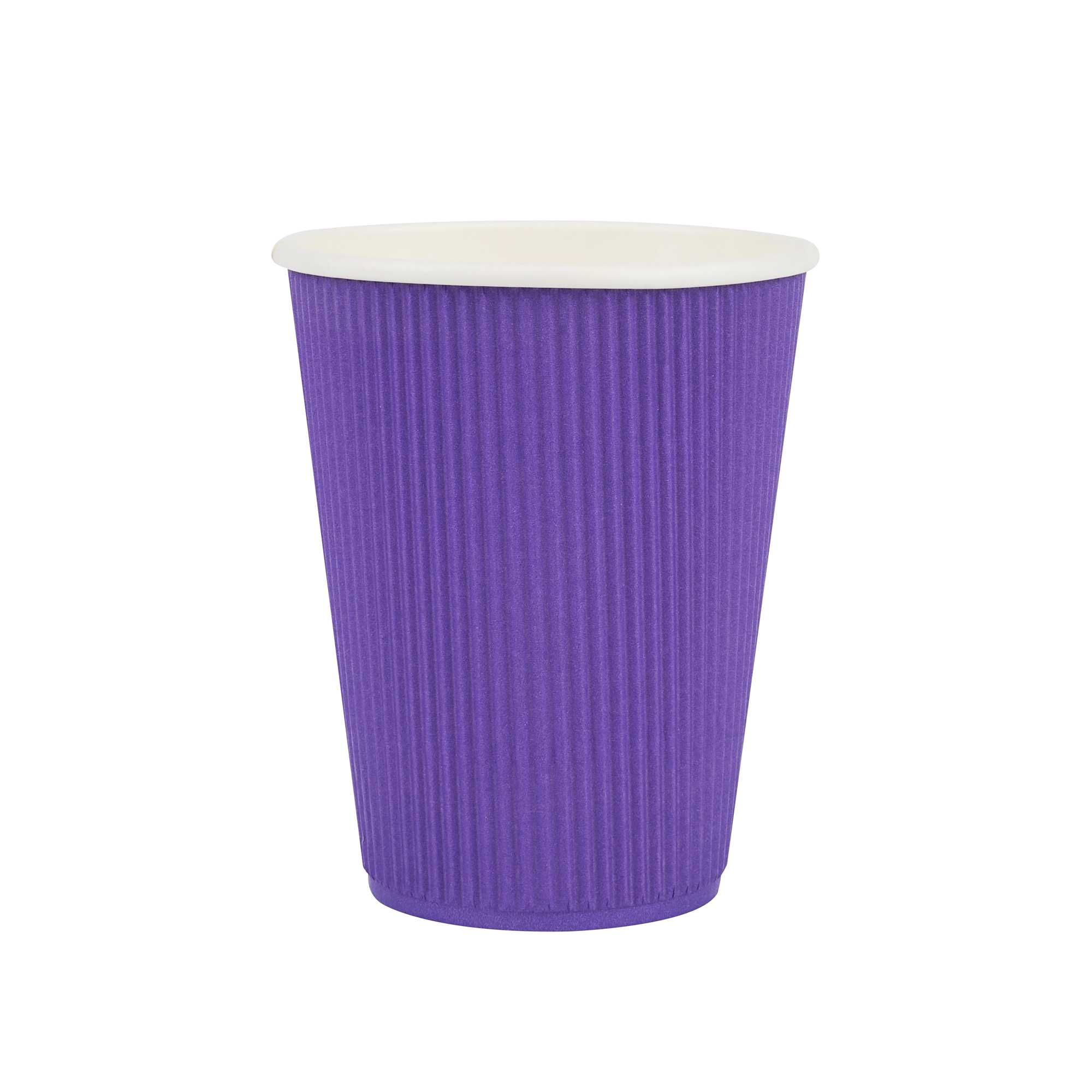 Restpresso 12 oz Royal Purple Paper Coffee Cup - Ripple Wall - 3 1/2" x 3 1/2" x 4 1/4" - 25 count box