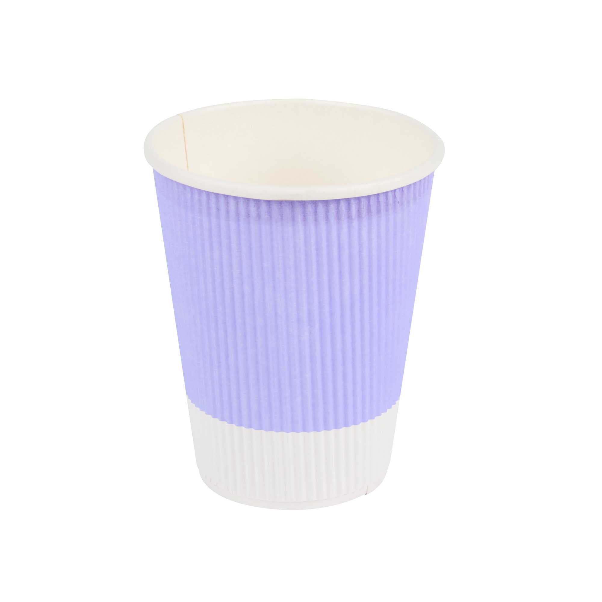 Restpresso 12 oz Light Purple Paper Coffee Cup - Ripple Wall - 3 1/2" x 3 1/2" x 4 1/4" - 500 count box