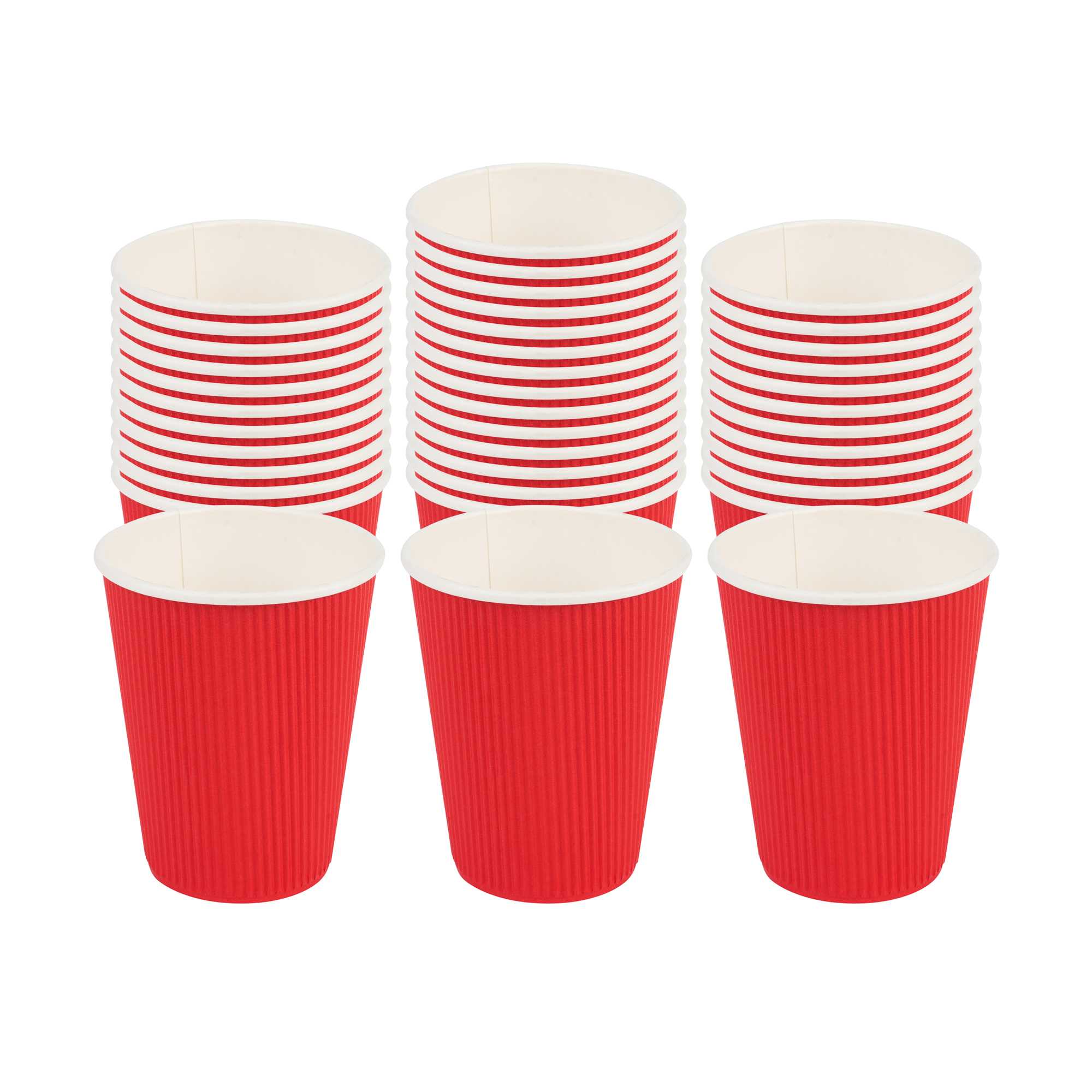 Restpresso 12 oz Red Paper Coffee Cup - Ripple Wall - 3 1/2" x 3 1/2" x 4 1/4" - 25 count box