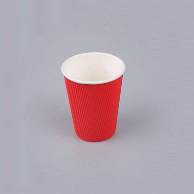 Restpresso 12 oz Red Paper Coffee Cup - Ripple Wall - 3 1/2" x 3 1/2" x 4 1/4" - 500 count box