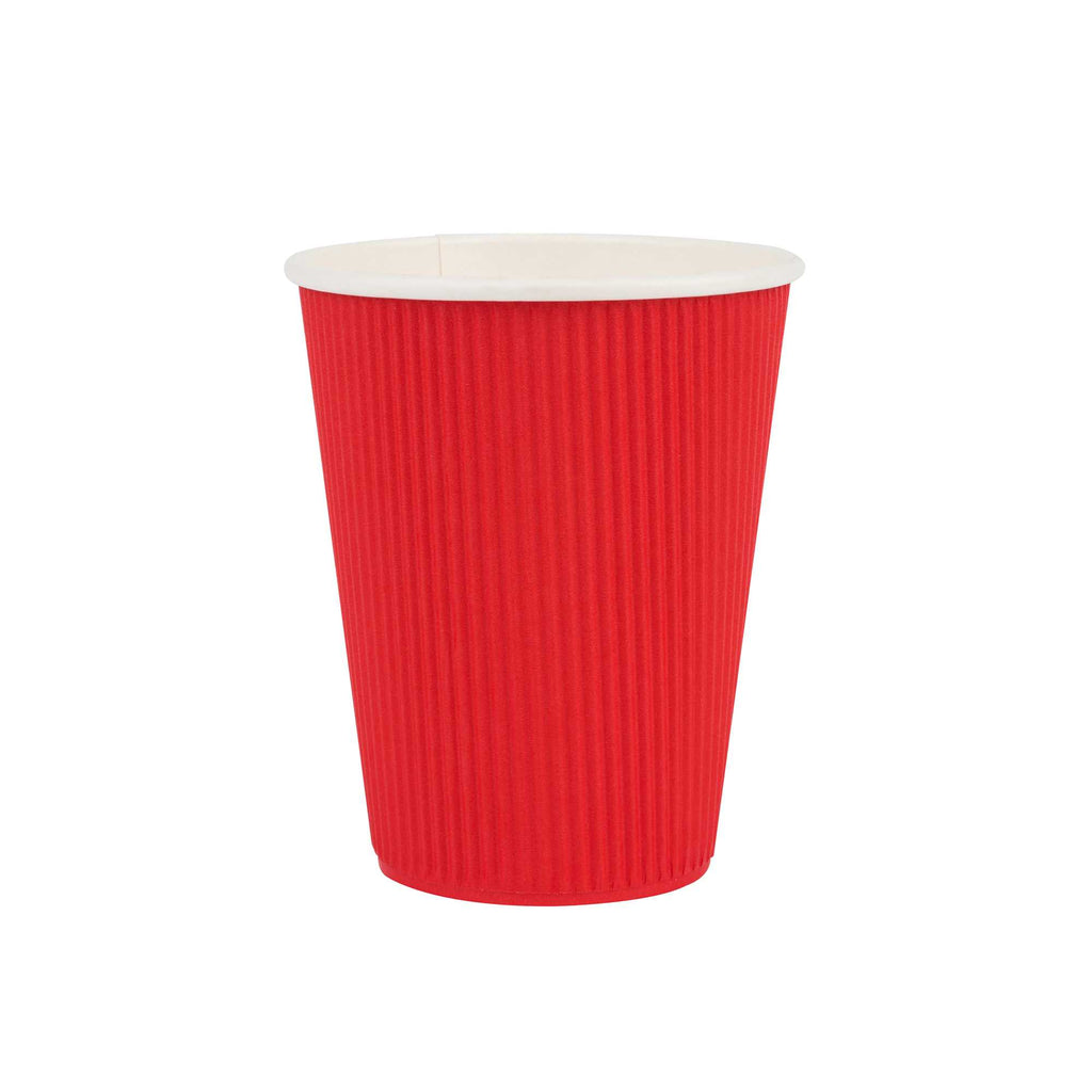 Restpresso 12 oz Red Paper Coffee Cup - Ripple Wall - 3 1/2" x 3 1/2" x 4 1/4" - 500 count box
