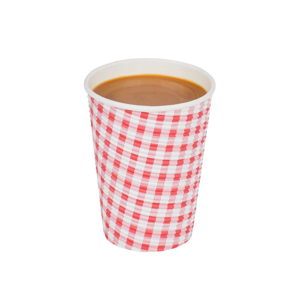 Restpresso 12 oz Picnic Print Paper Coffee Cup - Spiral Wall - 3 1/2" x 3 1/2" x 4 1/4" - 500 count box