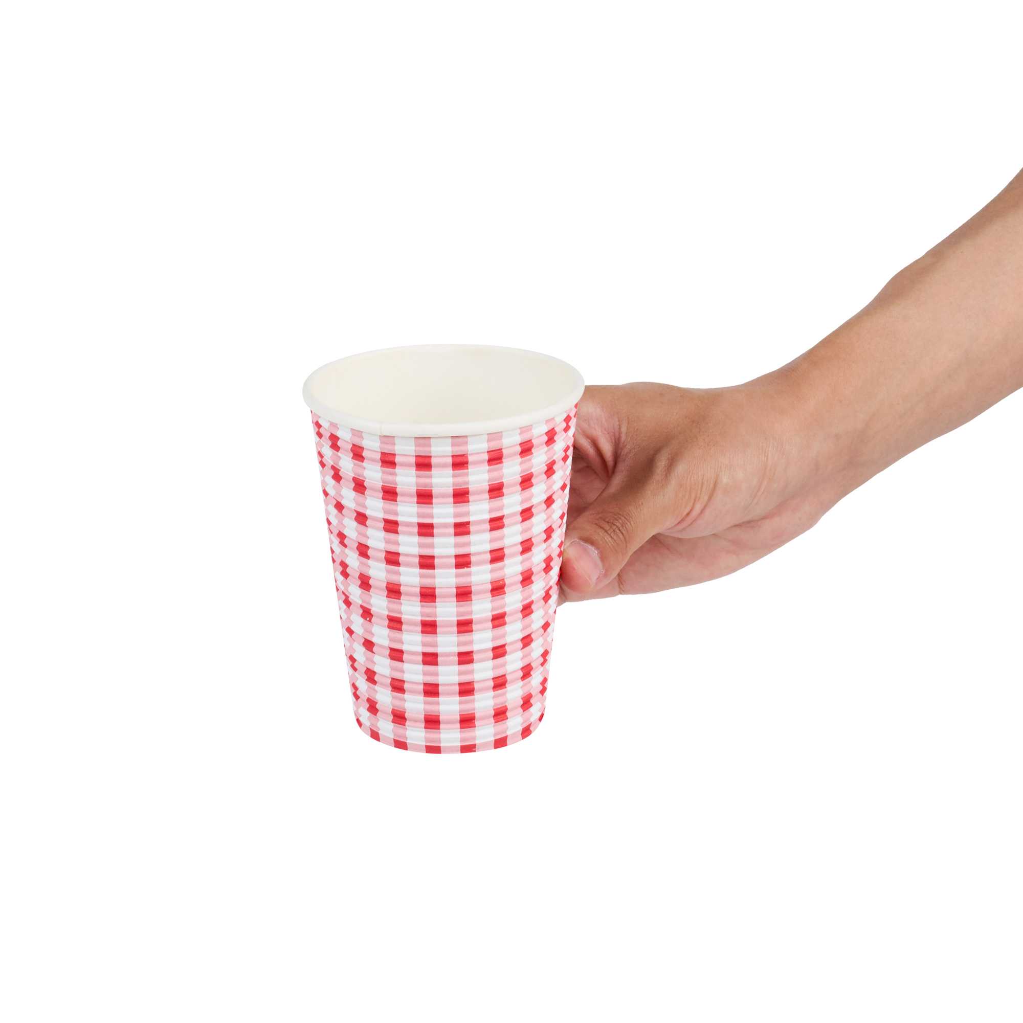 Restpresso 12 oz Picnic Print Paper Coffee Cup - Spiral Wall - 3 1/2" x 3 1/2" x 4 1/4" - 500 count box